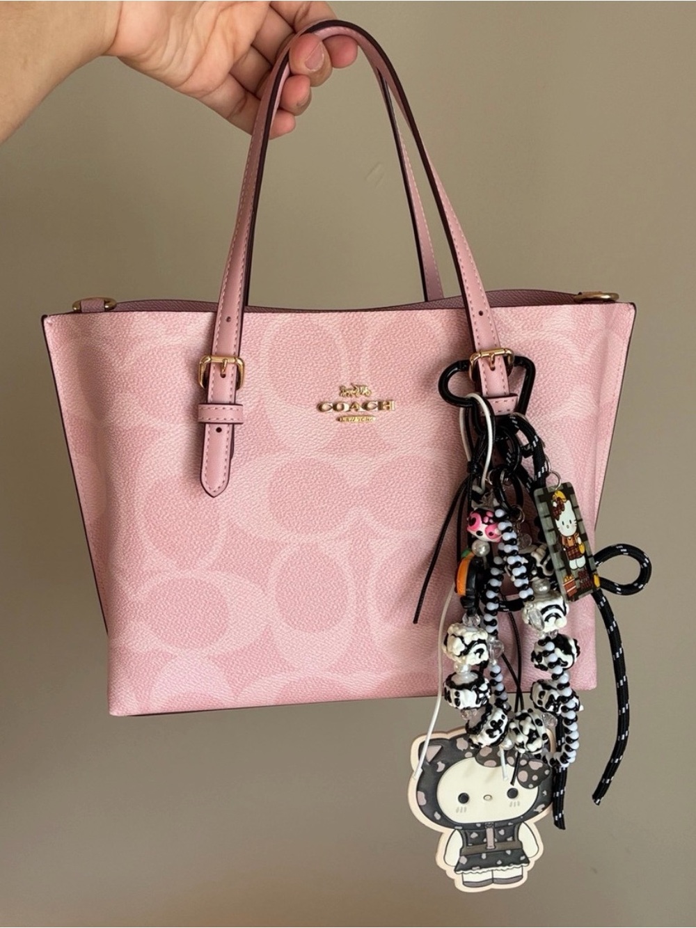 Hello Kitty Black & White Keychain Bag Charm